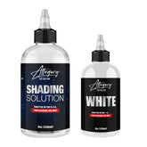 Allegory White and Shading Solution bundle - 8oz Shading Solution and 4oz White tattoo ink bottles
