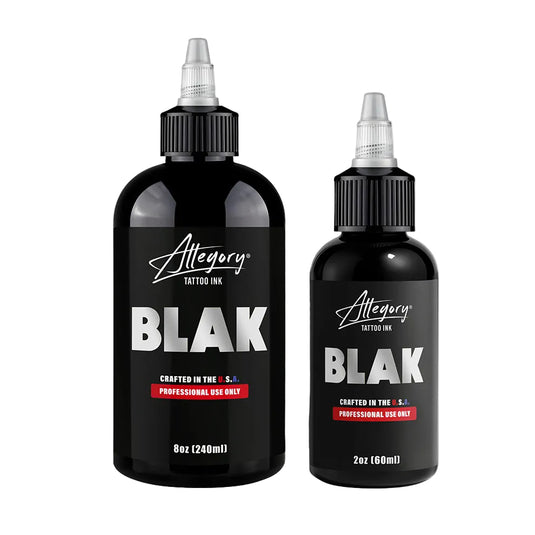 Allegory Ink BLAK black tattoo ink bundle with 8oz and 2oz bottles